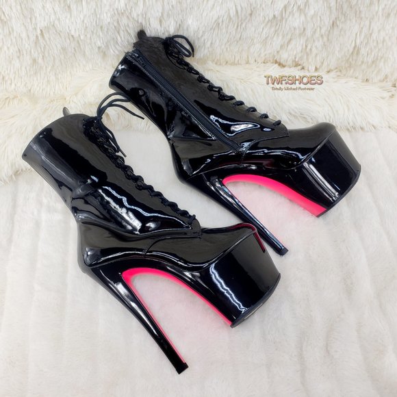 Pleaser Shoes - Sky 1020TT Black Patent High Heel Ankle Boots